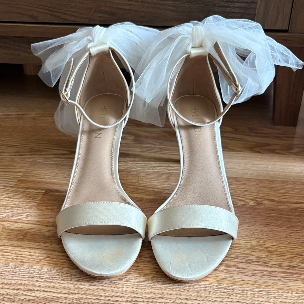 BHLDN Cream Heels with Tulle Accent